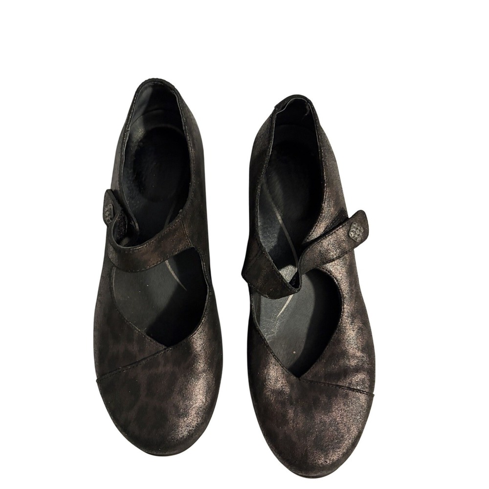 Dansko OPAL Mary‎ Jane Shoes Womens 39 9 Black Metallic Leopard Print Strap